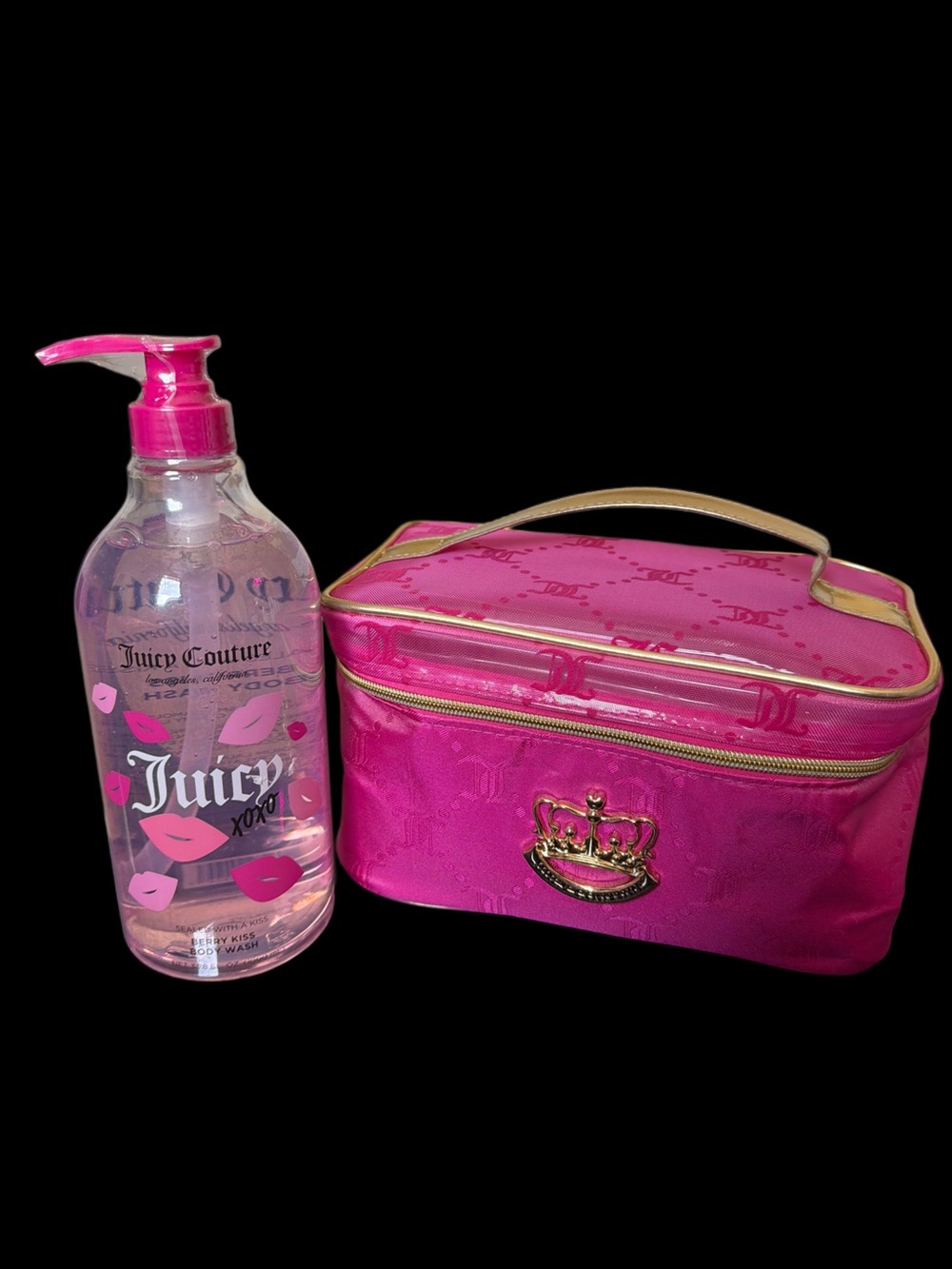 Juicy Couture Hot Pink Cosmetic Bag + Body Wash